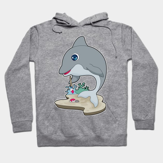 Dolphin Painter Paintbrush Painting Hoodie by Markus Schnabel